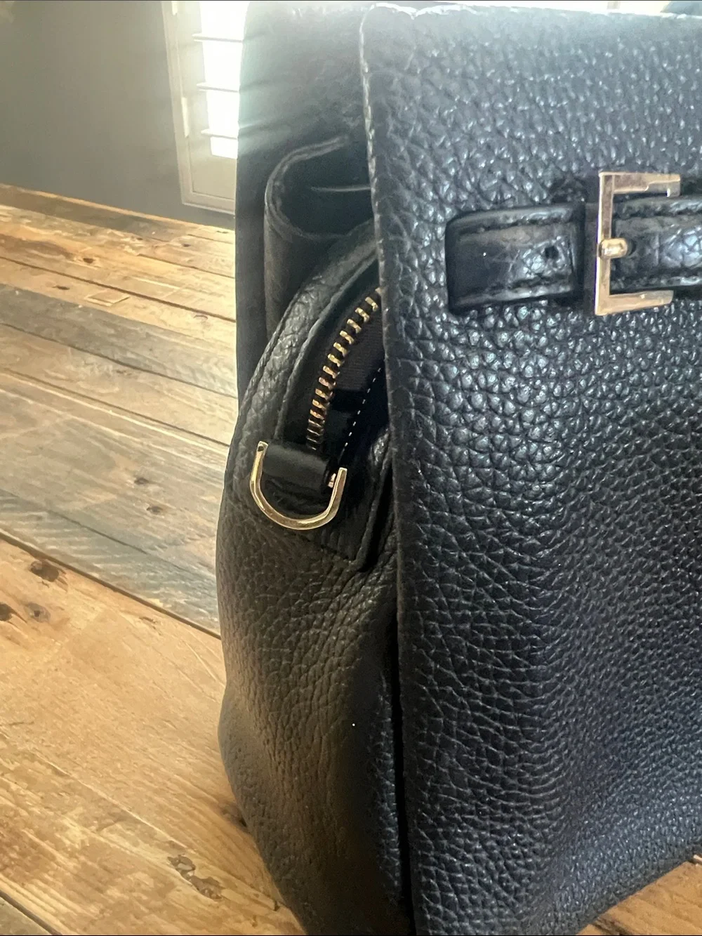 kate spade Black Pebbled Leather Satchel with Top Handles